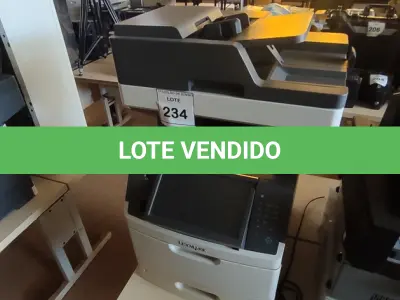 LOTE 234 - 01 IMPRESSORA MULTIFUNCIONAL MX711DE MARCA LEXMARK. (NO ESTADO) ATENÇÃO! FAZER A VISITAÇÃO ANTES DE ARREMATAR, NÃO SABEMOS SE FUNCIONA, LEILÃO NÃO TEM GARANTIA E NEM DEVOLUÇÃO, SUJEITO A POSSÍVEIS AVARIAS VISÍVEIS/OCULTAS E/OU AUSÊNCIA DE COMPONENTES.