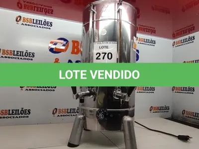 LOTE 270 - 01 CAFETEIRA ELÉTRICA INOX. (NO ESTADO) ATENÇÃO! FAZER A VISITAÇÃO ANTES DE ARREMATAR, NÃO SABEMOS SE FUNCIONA, LEILÃO NÃO TEM GARANTIA E NEM DEVOLUÇÃO, SUJEITO A POSSÍVEIS AVARIAS VISÍVEIS/OCULTAS E/OU AUSÊNCIA DE COMPONENTES.