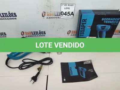 LOTE 045 - 01 SOPRADOR TÉRMICO 220V DUAS VELOCIDADES 1BICO 2000W  (NOVO) (NO ESTADO) ATENÇÃO! FAZER A VISITAÇÃO ANTES DE ARREMATAR, NÃO SABEMOS SE FUNCIONA. LEILÃO NÃO TEM GARANTIA E NEM DEVOLUÇÃO, SUJEITO A POSSÍVEIS AVARIAS VISÍVEIS/OCULTAS E/OU AUSÊNCIA DE COMPONENTES.