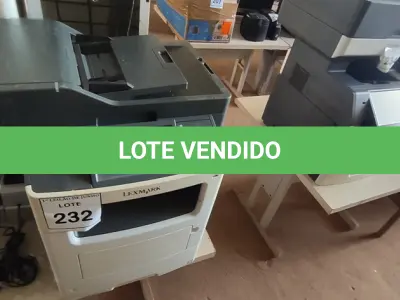 LOTE 232 - 01 IMPRESSORA MULTIFUNCIONAL MX611DE LEXMARK. (NO ESTADO) ATENÇÃO! FAZER A VISITAÇÃO ANTES DE ARREMATAR, NÃO SABEMOS SE FUNCIONA, LEILÃO NÃO TEM GARANTIA E NEM DEVOLUÇÃO, SUJEITO A POSSÍVEIS AVARIAS VISÍVEIS/OCULTAS E/OU AUSÊNCIA DE COMPONENTES.