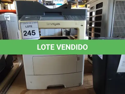 LOTE 245 - 01 IMPRESSORA NX611DE MARCA LEXMARK. (NO ESTADO) ATENÇÃO! FAZER A VISITAÇÃO ANTES DE ARREMATAR, NÃO SABEMOS SE FUNCIONA, LEILÃO NÃO TEM GARANTIA E NEM DEVOLUÇÃO, SUJEITO A POSSÍVEIS AVARIAS VISÍVEIS/OCULTAS E/OU AUSÊNCIA DE COMPONENTES.
