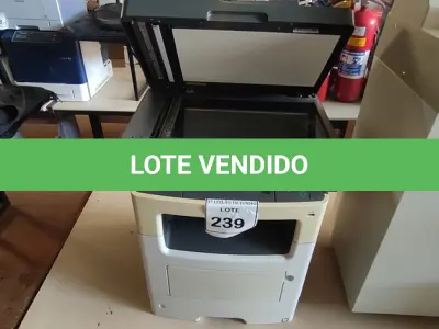 LOTE 239 - 01 IMPRESSORA MX611DE MARCA LEXMARK. (NO ESTADO) ATENÇÃO! FAZER A VISITAÇÃO ANTES DE ARREMATAR, NÃO SABEMOS SE FUNCIONA, LEILÃO NÃO TEM GARANTIA E NEM DEVOLUÇÃO, SUJEITO A POSSÍVEIS AVARIAS VISÍVEIS/OCULTAS E/OU AUSÊNCIA DE COMPONENTES.