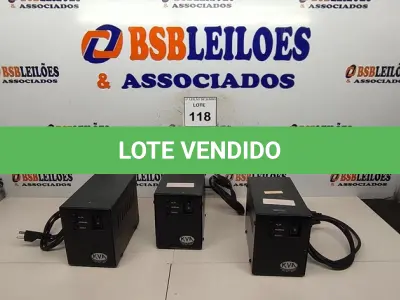 LOTE 118 - 03 ESTABILIZADORES DE TENSÃO KVA. (NO ESTADO) ATENÇÃO! FAZER A VISITAÇÃO ANTES DE ARREMATAR, NÃO SABEMOS SE FUNCIONA, LEILÃO NÃO TEM GARANTIA E NEM DEVOLUÇÃO, SUJEITO A POSSÍVEIS AVARIAS VISÍVEIS/OCULTAS E/OU AUSÊNCIA DE COMPONENTES.