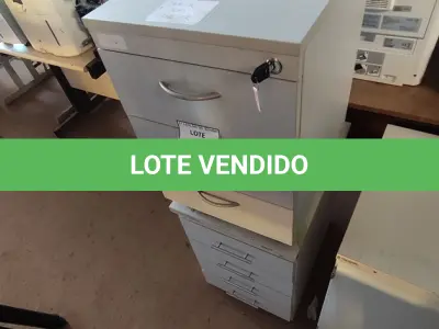 LOTE 157 - 02 GAVETEIROS DE ESCRITÓRIO. (NO ESTADO) ATENÇÃO! FAZER A VISITAÇÃO ANTES DE ARREMATAR, NÃO SABEMOS SE FUNCIONA, LEILÃO NÃO TEM GARANTIA E NEM DEVOLUÇÃO, SUJEITO A POSSÍVEIS AVARIAS VISÍVEIS/OCULTAS E/OU AUSÊNCIA DE COMPONENTES.