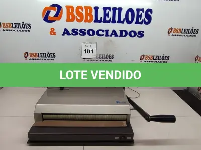 LOTE 181 - 01 ENCADERNADORA MARCA LASSANE. (NO ESTADO) ATENÇÃO! FAZER A VISITAÇÃO ANTES DE ARREMATAR, NÃO SABEMOS SE FUNCIONA, LEILÃO NÃO TEM GARANTIA E NEM DEVOLUÇÃO, SUJEITO A POSSÍVEIS AVARIAS VISÍVEIS/OCULTAS E/OU AUSÊNCIA DE COMPONENTES.