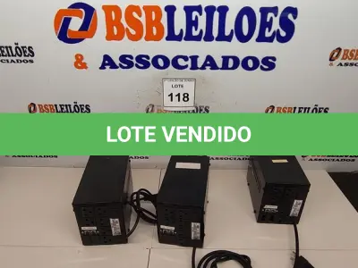 LOTE 118 - 03 ESTABILIZADORES DE TENSÃO KVA. (NO ESTADO) ATENÇÃO! FAZER A VISITAÇÃO ANTES DE ARREMATAR, NÃO SABEMOS SE FUNCIONA, LEILÃO NÃO TEM GARANTIA E NEM DEVOLUÇÃO, SUJEITO A POSSÍVEIS AVARIAS VISÍVEIS/OCULTAS E/OU AUSÊNCIA DE COMPONENTES.
