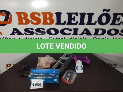 LOTE 158 - 01 MOLA AÉREA HIDRÁULICA, 02 PENDENTES AÉREOS, 01 SENSOR DE MOVIMENTO, 02 ARMAÇÕES DE METAL, 01 TIMER ELÉTRICO E 02 HALTERES ½ KG. (NO ESTADO) ATENÇÃO! FAZER A VISITAÇÃO ANTES DE ARREMATAR, NÃO SABEMOS SE FUNCIONA, LEILÃO NÃO TEM GARANTIA E NEM DEVOLUÇÃO, SUJEITO A POSSÍVEIS AVARIAS VISÍVEIS/OCULTAS E/OU AUSÊNCIA DE COMPONENTES.