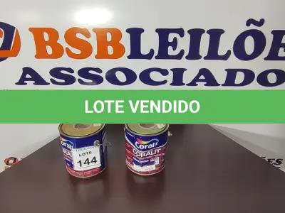 LOTE 144 - 02 LATAS DE TINTA MARCA CORAL PARA ESMALTE SINTÉTICO, MADEIRA E METAL, NA COR AUTO BRILHO COM 3,2L CADA. (NO ESTADO) ATENÇÃO! FAZER A VISITAÇÃO ANTES DE ARREMATAR, NÃO SABEMOS SE FUNCIONA, LEILÃO NÃO TEM GARANTIA E NEM DEVOLUÇÃO, SUJEITO A POSSÍVEIS AVARIAS VISÍVEIS/OCULTAS E/OU AUSÊNCIA DE COMPONENTES.