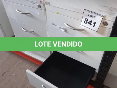 LOTE 341 - 02 GAVETEIROS COM 03 GAVETAS CADA. (NO ESTADO) ATENÇÃO! FAZER A VISITAÇÃO ANTES DE ARREMATAR, NÃO SABEMOS SE FUNCIONA. LEILÃO NÃO TEM GARANTIA E NEM DEVOLUÇÃO, SUJEITO A POSSÍVEIS AVARIAS VISÍVEIS/OCULTAS E/OU AUSÊNCIA DE COMPONENTES.