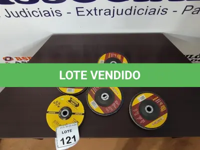 LOTE 121 - 07 DISCOS DE DESBASTAR E 03 DISCOS DE CORTE. (NO ESTADO) ATENÇÃO! FAZER A VISITAÇÃO ANTES DE ARREMATAR, NÃO SABEMOS SE FUNCIONA, LEILÃO NÃO TEM GARANTIA E NEM DEVOLUÇÃO, SUJEITO A POSSÍVEIS AVARIAS VISÍVEIS/OCULTAS E/OU AUSÊNCIA DE COMPONENTES 