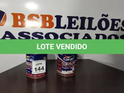 LOTE 144 - 02 LATAS DE TINTA MARCA CORAL PARA ESMALTE SINTÉTICO, MADEIRA E METAL, NA COR AUTO BRILHO COM 3,2L CADA. (NO ESTADO) ATENÇÃO! FAZER A VISITAÇÃO ANTES DE ARREMATAR, NÃO SABEMOS SE FUNCIONA, LEILÃO NÃO TEM GARANTIA E NEM DEVOLUÇÃO, SUJEITO A POSSÍVEIS AVARIAS VISÍVEIS/OCULTAS E/OU AUSÊNCIA DE COMPONENTES.