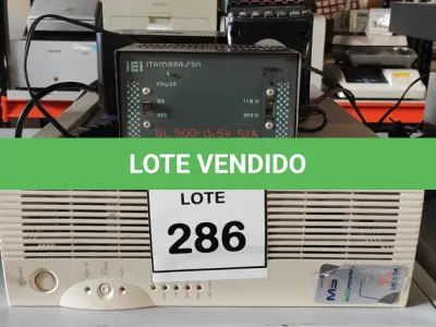 LOTE 286 - 01 NOBREAK 2000V MARCA LACERDA, 01 TRANSFORMADOR, 01 ESTABILIZADOR E 01 FONTE. (NO ESTADO) ATENÇÃO! FAZER A VISITAÇÃO ANTES DE ARREMATAR, NÃO SABEMOS SE FUNCIONA, LEILÃO NÃO TEM GARANTIA E NEM DEVOLUÇÃO, SUJEITO A POSSÍVEIS AVARIAS VISÍVEIS/OCULTAS E/OU AUSÊNCIA DE COMPONENTES.