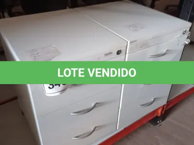 LOTE 346 - 02 GAVETEIROS COM 03 GAVETAS CADA. (NO ESTADO) ATENÇÃO! FAZER A VISITAÇÃO ANTES DE ARREMATAR, NÃO SABEMOS SE FUNCIONA. LEILÃO NÃO TEM GARANTIA E NEM DEVOLUÇÃO, SUJEITO A POSSÍVEIS AVARIAS VISÍVEIS/OCULTAS E/OU AUSÊNCIA DE COMPONENTES.