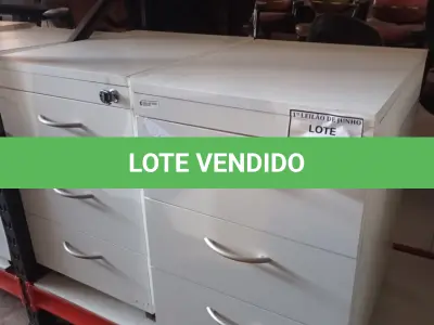 LOTE 344 - 02 GAVETEIROS COM 03 GAVETAS CADA. (NO ESTADO) ATENÇÃO! FAZER A VISITAÇÃO ANTES DE ARREMATAR, NÃO SABEMOS SE FUNCIONA. LEILÃO NÃO TEM GARANTIA E NEM DEVOLUÇÃO, SUJEITO A POSSÍVEIS AVARIAS VISÍVEIS/OCULTAS E/OU AUSÊNCIA DE COMPONENTES.