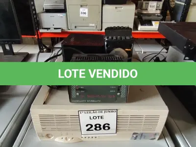 LOTE 286 - 01 NOBREAK 2000V MARCA LACERDA, 01 TRANSFORMADOR, 01 ESTABILIZADOR E 01 FONTE. (NO ESTADO) ATENÇÃO! FAZER A VISITAÇÃO ANTES DE ARREMATAR, NÃO SABEMOS SE FUNCIONA, LEILÃO NÃO TEM GARANTIA E NEM DEVOLUÇÃO, SUJEITO A POSSÍVEIS AVARIAS VISÍVEIS/OCULTAS E/OU AUSÊNCIA DE COMPONENTES.