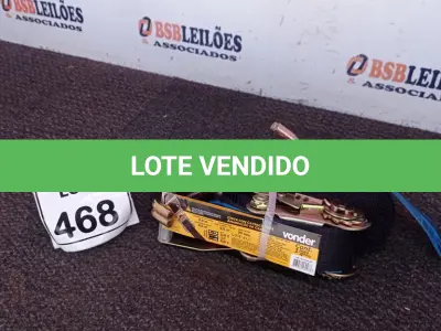 LOTE 468 - 01 CINTA COM CATRACA PARA AMARRAÇÃO DE CARGA. (NO ESTADO) ATENÇÃO! FAZER A VISITAÇÃO ANTES DE ARREMATAR, NÃO SABEMOS SE FUNCIONA, LEILÃO NÃO TEM GARANTIA E NEM DEVOLUÇÃO, SUJEITO A POSSÍVEIS AVARIAS VISÍVEIS/OCULTAS E/OU AUSÊNCIA DE COMPONENTES.