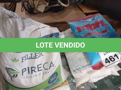 LOTE 461 - 01 LOTE VARIEDADES DE SACOS DE CALCÁRIO AGRÍCOLA, ELEVADOR DE PH, CIMENTO REJUNTE, GESSO E DIVERSOS. (NO ESTADO) ATENÇÃO! FAZER A VISITAÇÃO ANTES DE ARREMATAR, NÃO SABEMOS SE FUNCIONA, LEILÃO NÃO TEM GARANTIA E NEM DEVOLUÇÃO, SUJEITO A POSSÍVEIS AVARIAS VISÍVEIS/OCULTAS E/OU AUSÊNCIA DE COMPONENTES.