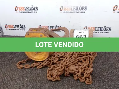 LOTE 663 - 01 TALHA SUPORTE 1 TONELADA.  (NO ESTADO) ATENÇÃO! FAZER A VISITAÇÃO ANTES DE ARREMATAR, NÃO SABEMOS SE FUNCIONA, LEILÃO NÃO TEM GARANTIA E NEM DEVOLUÇÃO, SUJEITO A POSSÍVEIS AVARIAS VISÍVEIS/OCULTAS E/OU AUSÊNCIA DE COMPONENTES.