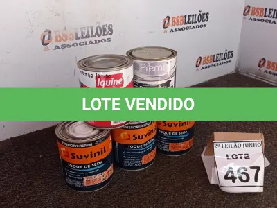 LOTE 467 - 03 ACABAMENTOS ACETINADOS DE 800ML MARCA SUVINIL, 01 ESMALTE SINTÉTICO DE 900ML MARCA PREMIER E 01 VERNIZ DE 900ML MARCA IQUINE. (NO ESTADO) ATENÇÃO! FAZER A VISITAÇÃO ANTES DE ARREMATAR, NÃO SABEMOS SE FUNCIONA, LEILÃO NÃO TEM GARANTIA E NEM DEVOLUÇÃO, SUJEITO A POSSÍVEIS AVARIAS VISÍVEIS/OCULTAS E/OU AUSÊNCIA DE COMPONENTES.