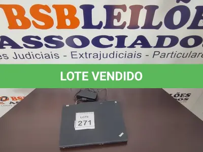 LOTE 271 - 01 NOTEBOOK COM CARREGADOR MARCA LENOVO. (NO ESTADO) ATENÇÃO! FAZER A VISITAÇÃO ANTES DE ARREMATAR, NÃO SABEMOS SE FUNCIONA, LEILÃO NÃO TEM GARANTIA E NEM DEVOLUÇÃO, SUJEITO A POSSÍVEIS AVARIAS VISÍVEIS/OCULTAS E/OU AUSÊNCIA DE COMPONENTES.