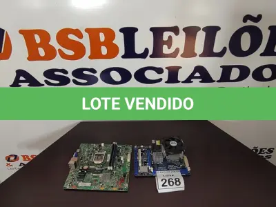 LOTE 268 - 02 PLACAS MÃE PARA PC. (NO ESTADO) ATENÇÃO! FAZER A VISITAÇÃO ANTES DE ARREMATAR, NÃO SABEMOS SE FUNCIONA, LEILÃO NÃO TEM GARANTIA E NEM DEVOLUÇÃO, SUJEITO A POSSÍVEIS AVARIAS VISÍVEIS/OCULTAS E/OU AUSÊNCIA DE COMPONENTES.