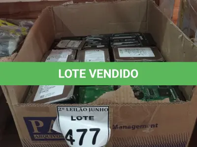 LOTE 477 - 01 LOTE COM GRANDE QUANTIDADE DE SUCATA DE HD PARA RETIRADA DE PEÇAS. (NO ESTADO) ATENÇÃO! FAZER A VISITAÇÃO ANTES DE ARREMATAR, NÃO SABEMOS SE FUNCIONA, LEILÃO NÃO TEM GARANTIA E NEM DEVOLUÇÃO, SUJEITO A POSSÍVEIS AVARIAS VISÍVEIS/OCULTAS E/OU AUSÊNCIA DE COMPONENTES.