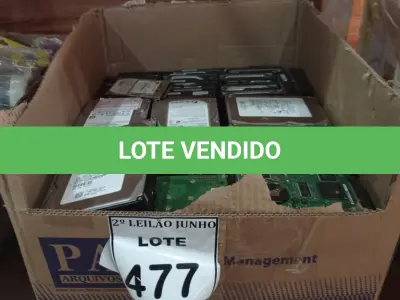 LOTE 477 - 01 LOTE COM GRANDE QUANTIDADE DE SUCATA DE HD PARA RETIRADA DE PEÇAS. (NO ESTADO) ATENÇÃO! FAZER A VISITAÇÃO ANTES DE ARREMATAR, NÃO SABEMOS SE FUNCIONA, LEILÃO NÃO TEM GARANTIA E NEM DEVOLUÇÃO, SUJEITO A POSSÍVEIS AVARIAS VISÍVEIS/OCULTAS E/OU AUSÊNCIA DE COMPONENTES.