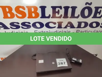 LOTE 287 - 01 NOTEBOOK COM CARREGADOR MARCA HP. (NO ESTADO) ATENÇÃO! FAZER A VISITAÇÃO ANTES DE ARREMATAR, NÃO SABEMOS SE FUNCIONA, LEILÃO NÃO TEM GARANTIA E NEM DEVOLUÇÃO, SUJEITO A POSSÍVEIS AVARIAS VISÍVEIS/OCULTAS E/OU AUSÊNCIA DE COMPONENTES.