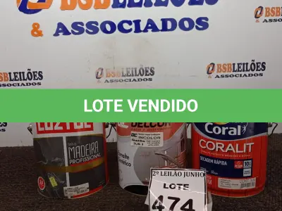 LOTE 474 - 01 ESMALTE SINTÉTICO DE 3,6L MARCA CORAL, 01 ESMALTE SINTÉTICO COM 3,6L MARCA DELCOR E 01 SELADOR DE 3,6L MARCA LUZTOL. (NO ESTADO) ATENÇÃO! FAZER A VISITAÇÃO ANTES DE ARREMATAR, NÃO SABEMOS SE FUNCIONA, LEILÃO NÃO TEM GARANTIA E NEM DEVOLUÇÃO, SUJEITO A POSSÍVEIS AVARIAS VISÍVEIS/OCULTAS E/OU AUSÊNCIA DE COMPONENTES.