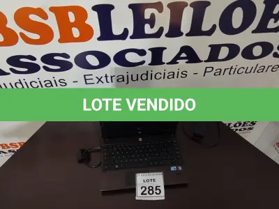 LOTE 285 - 01 NOTEBOOK COM CARREGADOR MARCA HP. (NO ESTADO) ATENÇÃO! FAZER A VISITAÇÃO ANTES DE ARREMATAR, NÃO SABEMOS SE FUNCIONA, LEILÃO NÃO TEM GARANTIA E NEM DEVOLUÇÃO, SUJEITO A POSSÍVEIS AVARIAS VISÍVEIS/OCULTAS E/OU AUSÊNCIA DE COMPONENTES.