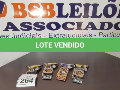 LOTE 264 - 04 PLACAS DE VÍDEO PARA PC. (NO ESTADO) ATENÇÃO! FAZER A VISITAÇÃO ANTES DE ARREMATAR, NÃO SABEMOS SE FUNCIONA, LEILÃO NÃO TEM GARANTIA E NEM DEVOLUÇÃO, SUJEITO A POSSÍVEIS AVARIAS VISÍVEIS/OCULTAS E/OU AUSÊNCIA DE COMPONENTES.