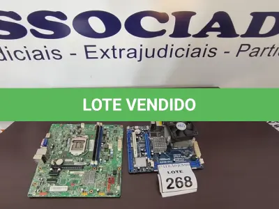 LOTE 268 - 02 PLACAS MÃE PARA PC. (NO ESTADO) ATENÇÃO! FAZER A VISITAÇÃO ANTES DE ARREMATAR, NÃO SABEMOS SE FUNCIONA, LEILÃO NÃO TEM GARANTIA E NEM DEVOLUÇÃO, SUJEITO A POSSÍVEIS AVARIAS VISÍVEIS/OCULTAS E/OU AUSÊNCIA DE COMPONENTES.