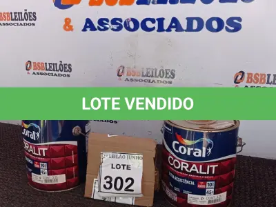 LOTE 302 - 02 LATAS DE TINTA MARCA CORAL ESMALTE SINTÉTICO, PARA MADEIRA E METAL, NA COR ACETINADO COM 3,2L CADA. (NO ESTADO) ATENÇÃO! FAZER A VISITAÇÃO ANTES DE ARREMATAR, NÃO SABEMOS SE FUNCIONA, LEILÃO NÃO TEM GARANTIA E NEM DEVOLUÇÃO, SUJEITO A POSSÍVEIS AVARIAS VISÍVEIS/OCULTAS E/OU AUSÊNCIA DE COMPONENTES.