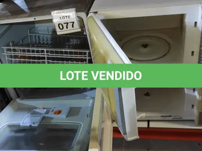 LOTE 077 - 01 LAVA LOUÇA E 02 MICRO-ONDAS SEM PRATO. (NO ESTADO) ATENÇÃO! FAZER A VISITAÇÃO ANTES DE ARREMATAR, NÃO SABEMOS SE FUNCIONA. LEILÃO NÃO TEM GARANTIA E NEM DEVOLUÇÃO, SUJEITO A POSSÍVEIS AVARIAS VISÍVEIS/OCULTAS E/OU AUSÊNCIA DE COMPONENTES.
