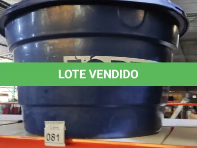 LOTE 081 - 01 CAIXA D’ÁGUA FORTLEV 250 LITROS. (NO ESTADO) ATENÇÃO! FAZER A VISITAÇÃO ANTES DE ARREMATAR, NÃO SABEMOS SE FUNCIONA. LEILÃO NÃO TEM GARANTIA E NEM DEVOLUÇÃO, SUJEITO A POSSÍVEIS AVARIAS VISÍVEIS/OCULTAS E/OU AUSÊNCIA DE COMPONENTES.
