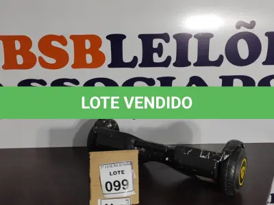 LOTE 099 - 01 HOVERBOARD NA COR PRETA. (NO ESTADO) ATENÇÃO! FAZER A VISITAÇÃO ANTES DE ARREMATAR, NÃO SABEMOS SE FUNCIONA, LEILÃO NÃO TEM GARANTIA E NEM DEVOLUÇÃO, SUJEITO A POSSÍVEIS AVARIAS VISÍVEIS/OCULTAS E/OU AUSÊNCIA DE COMPONENTES.