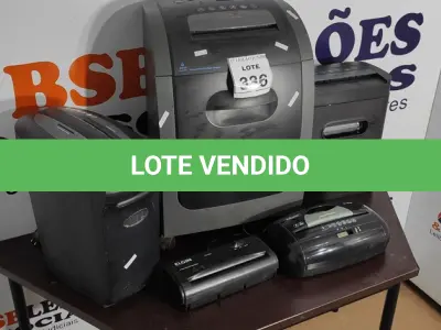 LOTE 336 - 03 FRAGMENTADORAS DE PAPEL E 02 CABEÇAS AVULSAS. (NO ESTADO) ATENÇÃO! FAZER A VISITAÇÃO ANTES DE ARREMATAR, NÃO SABEMOS SE FUNCIONA. LEILÃO NÃO TEM GARANTIA E NEM DEVOLUÇÃO, SUJEITO A POSSÍVEIS AVARIAS VISÍVEIS/OCULTAS E/OU AUSÊNCIA DE COMPONENTES.