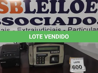 LOTE 600 - 01 IMPRESSORA DE CUPOM COM FONTE MARCA SWEDA E 01 RELÓGIO DE PONTO COM FONTE MARCA DIMEP.  (NO ESTADO) ATENÇÃO! FAZER A VISITAÇÃO ANTES DE ARREMATAR, NÃO SABEMOS SE FUNCIONA, LEILÃO NÃO TEM GARANTIA E NEM DEVOLUÇÃO, SUJEITO A POSSÍVEIS AVARIAS VISÍVEIS/OCULTAS E/OU AUSÊNCIA DE COMPONENTES.
