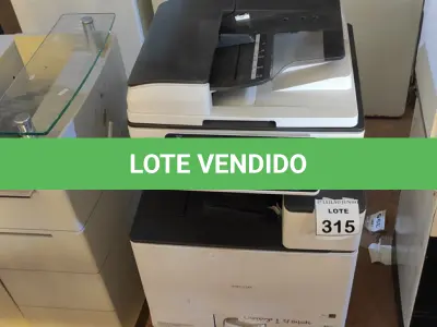 LOTE 315 - 01 COPIADORA MODELO MPC303 MARCA RICOH. (NO ESTADO) ATENÇÃO! FAZER A VISITAÇÃO ANTES DE ARREMATAR, NÃO SABEMOS SE FUNCIONA, LEILÃO NÃO TEM GARANTIA E NEM DEVOLUÇÃO, SUJEITO A POSSÍVEIS AVARIAS VISÍVEIS/OCULTAS E/OU AUSÊNCIA DE COMPONENTES.