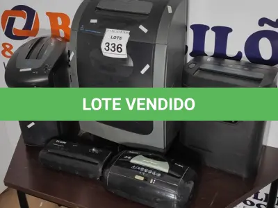 LOTE 336 - 03 FRAGMENTADORAS DE PAPEL E 02 CABEÇAS AVULSAS. (NO ESTADO) ATENÇÃO! FAZER A VISITAÇÃO ANTES DE ARREMATAR, NÃO SABEMOS SE FUNCIONA. LEILÃO NÃO TEM GARANTIA E NEM DEVOLUÇÃO, SUJEITO A POSSÍVEIS AVARIAS VISÍVEIS/OCULTAS E/OU AUSÊNCIA DE COMPONENTES.