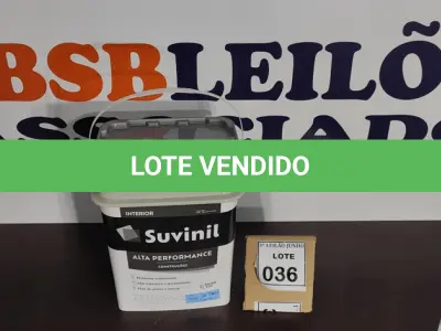 LOTE 036 - 01 BALDE DE TINTA SUVINIL INTERIORES FOSCOS 18L NA COR FOSCO BRANCO. VENCIMENTO 10/2027 (NOVO) (NO ESTADO) ATENÇÃO! FAZER A VISITAÇÃO ANTES DE ARREMATAR, NÃO SABEMOS SE FUNCIONA. LEILÃO NÃO TEM GARANTIA E NEM DEVOLUÇÃO, SUJEITO A POSSÍVEIS AVARIAS VISÍVEIS/OCULTAS E/OU AUSÊNCIA DE COMPONENTES.