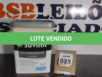 LOTE 023 - 01 BALDE DE TINTA SUVINIL INTERIORES FOSCOS 18L NA COR FOSCO BRANCO. VENCIMENTO 10/2027 (NOVO) (NO ESTADO) ATENÇÃO! FAZER A VISITAÇÃO ANTES DE ARREMATAR, NÃO SABEMOS SE FUNCIONA. LEILÃO NÃO TEM GARANTIA E NEM DEVOLUÇÃO, SUJEITO A POSSÍVEIS AVARIAS VISÍVEIS/OCULTAS E/OU AUSÊNCIA DE COMPONENTES.