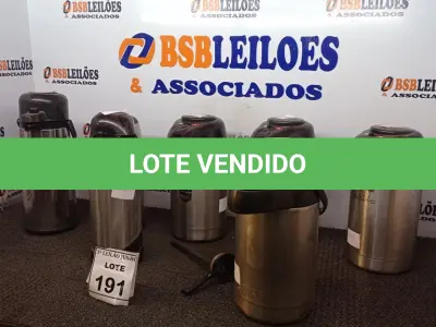 LOTE 191 - 07 GARRAFAS TÉRMICAS EM INOX. (NO ESTADO) ATENÇÃO! FAZER A VISITAÇÃO ANTES DE ARREMATAR, NÃO SABEMOS SE FUNCIONA, LEILÃO NÃO TEM GARANTIA E NEM DEVOLUÇÃO, SUJEITO A POSSÍVEIS AVARIAS VISÍVEIS/OCULTAS E/OU AUSÊNCIA DE COMPONENTES.