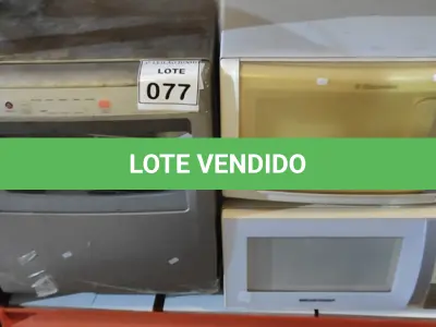 LOTE 077 - 01 LAVA LOUÇA E 02 MICRO-ONDAS SEM PRATO. (NO ESTADO) ATENÇÃO! FAZER A VISITAÇÃO ANTES DE ARREMATAR, NÃO SABEMOS SE FUNCIONA. LEILÃO NÃO TEM GARANTIA E NEM DEVOLUÇÃO, SUJEITO A POSSÍVEIS AVARIAS VISÍVEIS/OCULTAS E/OU AUSÊNCIA DE COMPONENTES.