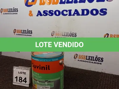LOTE 184 - 01 TINTA ESMALTE PARA MADEIRA E METAL COR BRILHANTE AMARELO OURO MARCA SUVINIL COM 3,6L. (NO ESTADO) ATENÇÃO! FAZER A VISITAÇÃO ANTES DE ARREMATAR, NÃO SABEMOS SE FUNCIONA, LEILÃO NÃO TEM GARANTIA E NEM DEVOLUÇÃO, SUJEITO A POSSÍVEIS AVARIAS VISÍVEIS/OCULTAS E/OU AUSÊNCIA DE COMPONENTES.