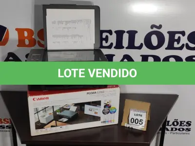 LOTE 005 - 01 IMPRESSORA MULTIFUNCIONAL PIXMA 63160 MARCA CANON. (NO ESTADO) ATENÇÃO! FAZER A VISITAÇÃO ANTES DE ARREMATAR, NÃO SABEMOS SE FUNCIONA, LEILÃO NÃO TEM GARANTIA E NEM DEVOLUÇÃO, SUJEITO A POSSÍVEIS AVARIAS VISÍVEIS/OCULTAS E/OU AUSÊNCIA DE COMPONENTES.
