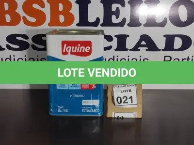 LOTE 021 - 01 LATA DE TINTA 16L/ 18L INTERIORES/EXTERIORES ACRÍLICO FOSCO IQUINE BASE P. (NOVO) (NO ESTADO) ATENÇÃO! FAZER A VISITAÇÃO ANTES DE ARREMATAR, NÃO SABEMOS SE FUNCIONA. LEILÃO NÃO TEM GARANTIA E NEM DEVOLUÇÃO, SUJEITO A POSSÍVEIS AVARIAS VISÍVEIS/OCULTAS E/OU AUSÊNCIA DE COMPONENTES.
