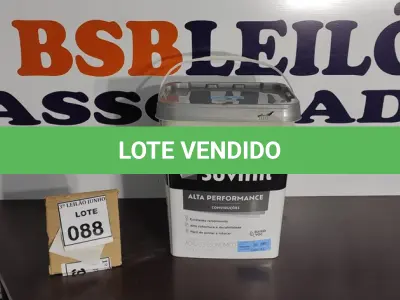 LOTE 088 - 01 GALÃO DE TINTA SUVINIL DE 18L PARA INTERIORES ACABAMENTO FOSCO BRANCO. (NOVO) (NO ESTADO) ATENÇÃO! FAZER A VISITAÇÃO ANTES DE ARREMATAR, NÃO SABEMOS SE FUNCIONA. LEILÃO NÃO TEM GARANTIA E NEM DEVOLUÇÃO, SUJEITO A POSSÍVEIS AVARIAS VISÍVEIS/OCULTAS E/OU AUSÊNCIA DE COMPONENTES.