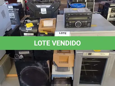 LOTE 188 - 01 ADEGA, 01 CAIXA REGISTRADORA, 01 APARELHO DE SOM, 02 IMPRESSORAS DE ETIQUETAS E PERIFÉRICOS DIVERSOS. (NO ESTADO) ATENÇÃO! FAZER A VISITAÇÃO ANTES DE ARREMATAR, NÃO SABEMOS SE FUNCIONA, LEILÃO NÃO TEM GARANTIA E NEM DEVOLUÇÃO, SUJEITO A POSSÍVEIS AVARIAS VISÍVEIS/OCULTAS E/OU AUSÊNCIA DE COMPONENTES.