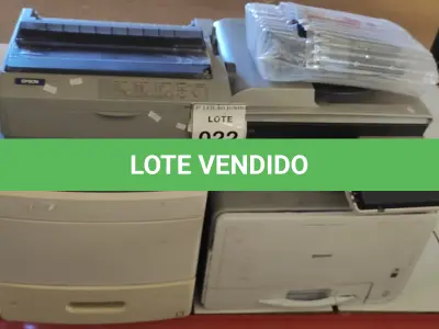 LOTE 022 - 01 IMPRESSORA MULTIFUNCIONAL MARCA RICOH, 01 IMPRESSORA MULTIFUNCIONAL MARCA LEXMARK, 01 IMPRESSORA MATRICIAL MARA EPSON E 01 TONNER. (NO ESTADO) ATENÇÃO! FAZER A VISITAÇÃO ANTES DE ARREMATAR, NÃO SABEMOS SE FUNCIONA, LEILÃO NÃO TEM GARANTIA E NEM DEVOLUÇÃO, SUJEITO A POSSÍVEIS AVARIAS VISÍVEIS/OCULTAS E/OU AUSÊNCIA DE COMPONENTES.